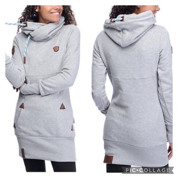 Naketano Gray Tunic Sweatshirt Cowl Neck Size Medium - Picture 1 of 8